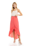 Button Front High Low Skirt