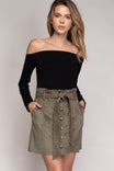Mini Button Down Paper Bag Skirt With Self Belt