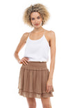 Flared Mini Skirt With Smocked Waistband