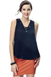 Drawstring V-neck Top