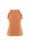 Sleeveless Top With Spaghetti Strap Ruffle Detail