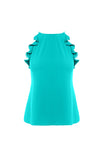 Sleeveless Top With Spaghetti Strap Ruffle Detail
