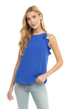 Sleeveless Top With Spaghetti Strap Ruffle Detail