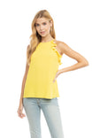 Sleeveless Top With Spaghetti Strap Ruffle Detail