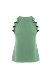 Sleeveless Top With Spaghetti Strap Ruffle Detail