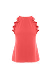 Sleeveless Top With Spaghetti Strap Ruffle Detail
