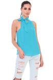One Shoulder Bow Tie Neck Top