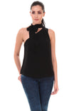 One Shoulder Bow Tie Neck Top
