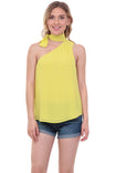 One Shoulder Bow Tie Neck Top