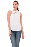 One Shoulder Bow Tie Neck Top