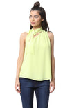 One Shoulder Bow Tie Neck Top