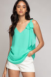 Shoulder Tie V-neck Tank