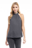 Mock Neck Satin Top