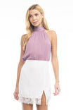 Mock Neck Satin Top