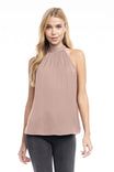 Mock Neck Satin Top