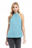 Mock Neck Satin Top