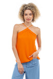 Front Halter Top With Pleat Detail