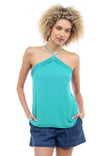 Front Halter Top With Pleat Detail
