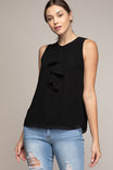 Ruffled Keyhole Sleeveless Top
