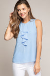 Ruffled Keyhole Sleeveless Top