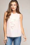 Ruffled Keyhole Sleeveless Top