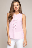 Ruffled Keyhole Sleeveless Top