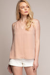 Sleeveless V Neck Blouse With Piping Detail