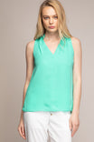 Sleeveless V Neck Blouse With Piping Detail