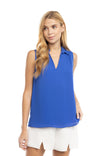 Sleeveless Collared V Neck Tank