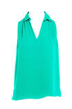 Sleeveless Collared V Neck Tank