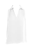 Sleeveless Collared V Neck Tank
