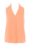 Collared Sleeveless Shirt With Piping Detail