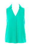 Collared Sleeveless Shirt With Piping Detail