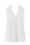 Collared Sleeveless Shirt With Piping Detail