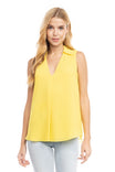 Collared Sleeveless Shirt With Piping Detail