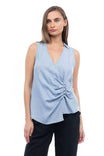 Tencel™ Collared V-Neck Sleeveless Top