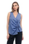 Tencel™ Collared V-Neck Sleeveless Top