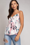 V-neck Print Cami With Front Button Detail
