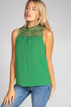 Halter Mock Neck With Lace Trim