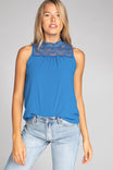 Halter Mock Neck With Lace Trim