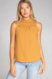 Halter Mock Neck With Lace Trim