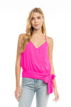 V-neck Wrap Top With Front Button Detail Cami
