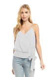 V-neck Wrap Top With Front Button Detail Cami