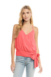 V-neck Wrap Top With Front Button Detail Cami