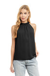 Mock Neck Halter Top With Pleating Frill Neck Detail