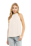 Mock Neck Halter Top With Pleating Frill Neck Detail