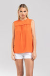 Ruffle Trim Sleeveless Blouse