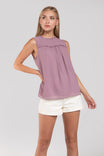 Ruffle Trim Sleeveless Blouse
