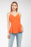 Faux Wrap Cami With Lace Trim