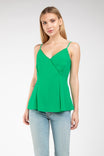 Faux Wrap Cami With Lace Trim